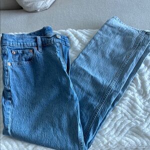Classic Blue Denim Jeans umbre shading cheeky straight high rise